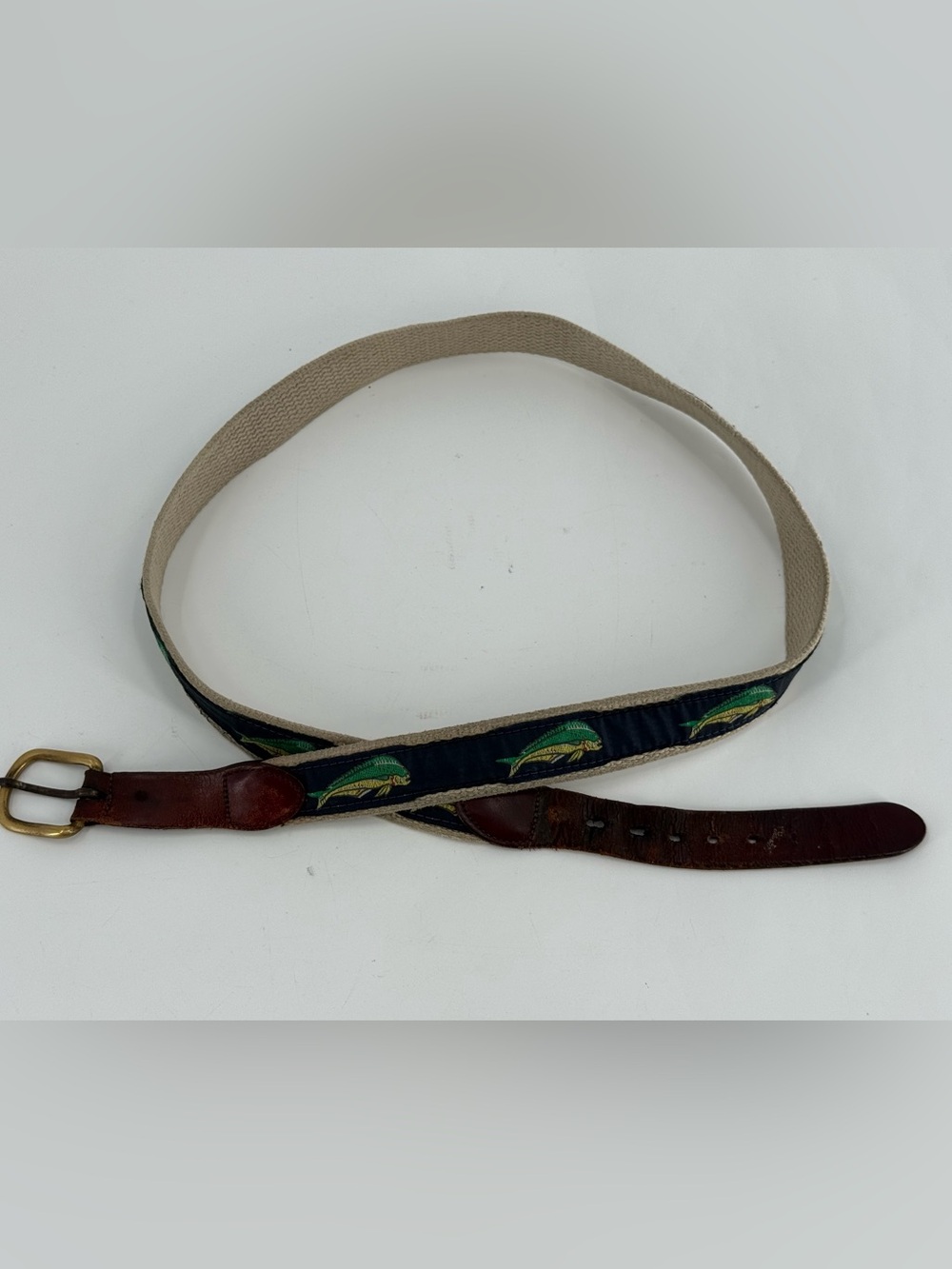 Leather Man Vintage Ahi Tuna Canvas & Leather Men’s Belt 42